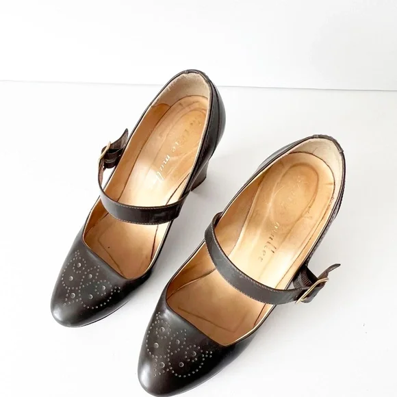 Bettye Muller Women's Round Toe Mary Jane Block Heels Shoe Black Size 7 - Picture 4 of 10